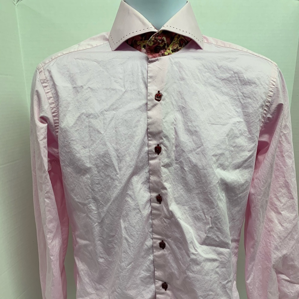 Claudio Lugli light pink floral collar shirt sz M